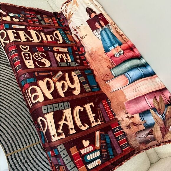 Other - Cozy "Reading Is My Happy Place" Printed‎ Blanket, Super Soft, Warm, 50 x 60